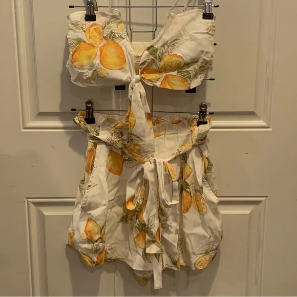 For Love And Lemons Limonada Set Bra Crop Top Matching Relaxed Shorts Pockets S - Picture 7 of 16